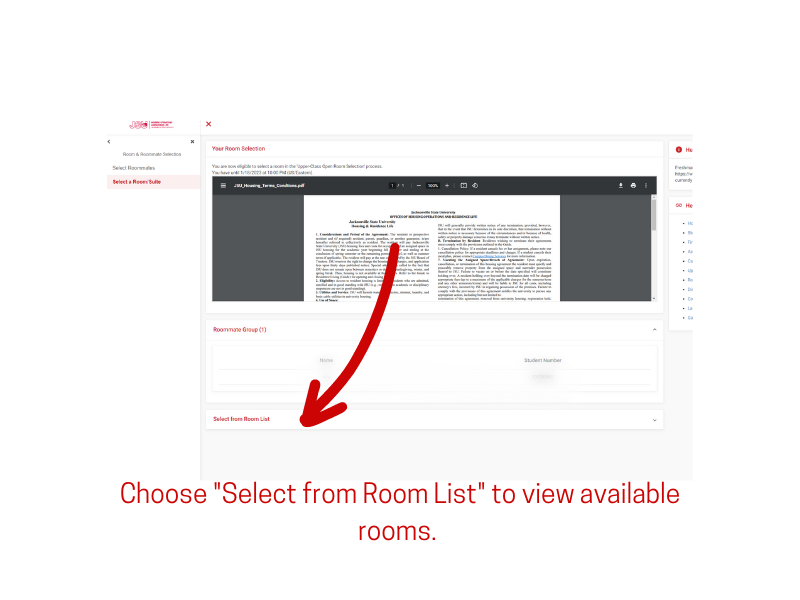 thd upper class room selection